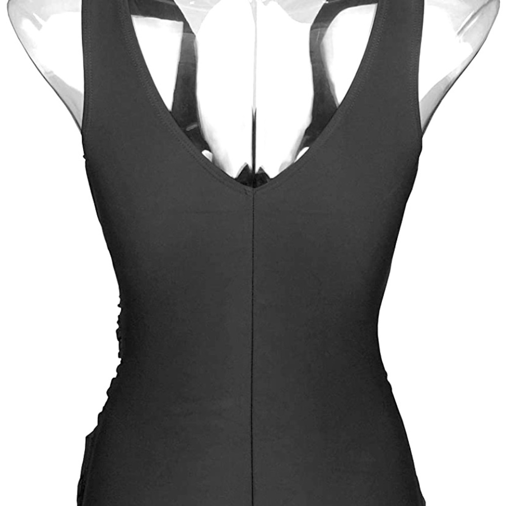 Women's One Piece V Neckline Shirred Bikini